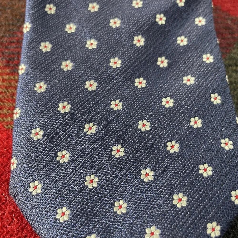 Eton Tie Mens One Size Blue Silk Floral Classic Woven Necktie Made In Italy